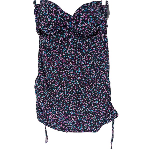 SWIMSUITS FOR ALL Size 18 One Piece Black Pink Aqua Purple Confetti NWOT - Picture 1 of 9